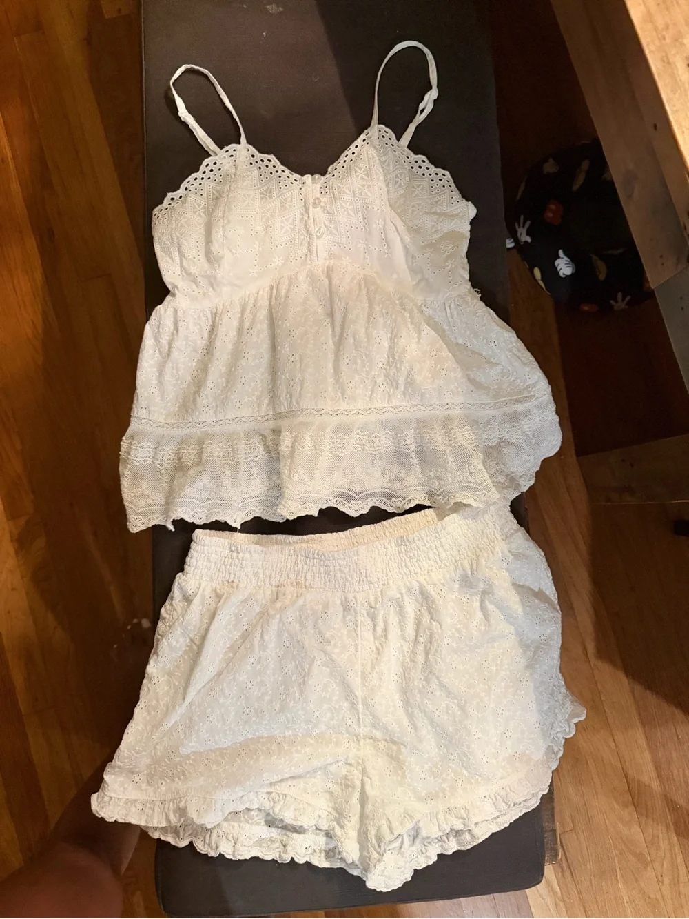 Joie White Eyelet Lace Cami & Short Sleep Set